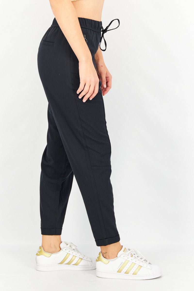 ESPRIT Women Drawstring Solid Pants, Black - Image 3
