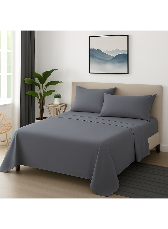 سنوز، طقم ملاية عاديه، 3قطع، جراى، 220*240 سم - Image 1