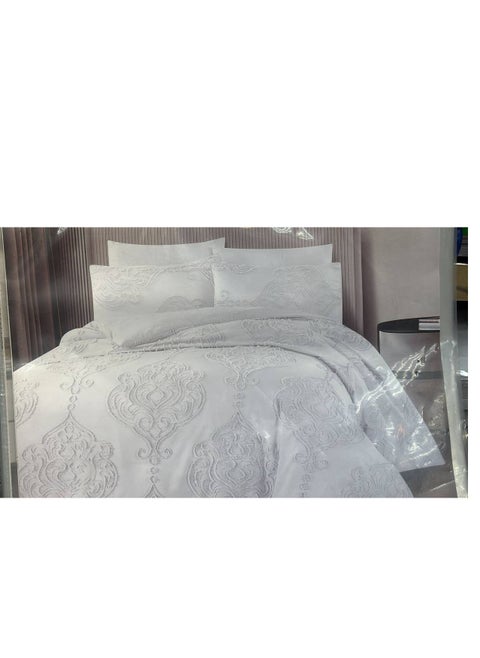 Comforter set Pattern Tufted Soft & Breathable Microfiber king size 6pcs, Embroidered Textured Bedding Set