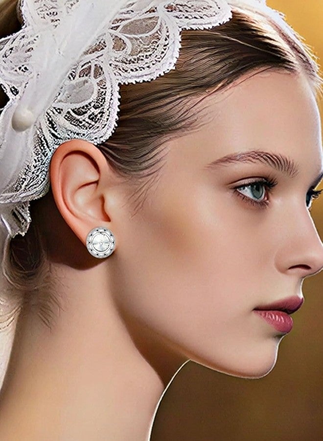 Tornito 10 Pairs Clip on Halo Earrings for Women Crystal Rhinestone Stud Earrings Clip for Dance Competitions Stage Opera Performance Wedding Party Round Shaped Multicolored Ear Clips Jewelry 15mm - Image 4