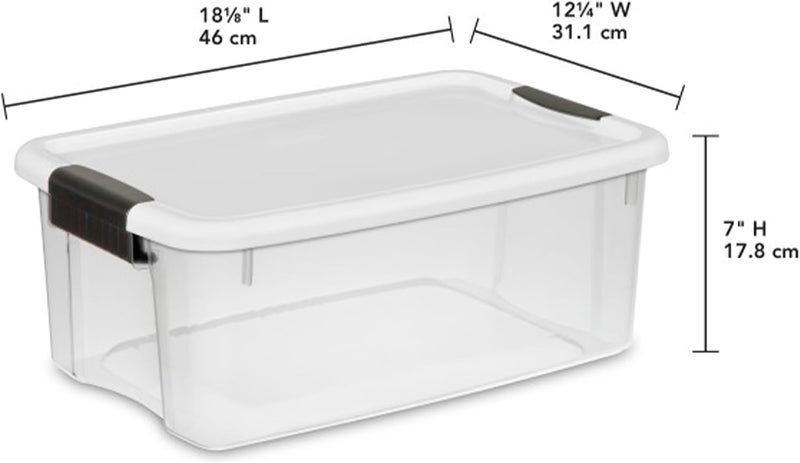 Sterilite 6-Pack Ultra Latching Box, Storage Bins with Lids, Clear Plastic, 18 Qt – Large Heavy-Duty Organizing Bin Containers for Home, Closet, Kitchen, Pantry, Bathroom, and  Office - Image 3