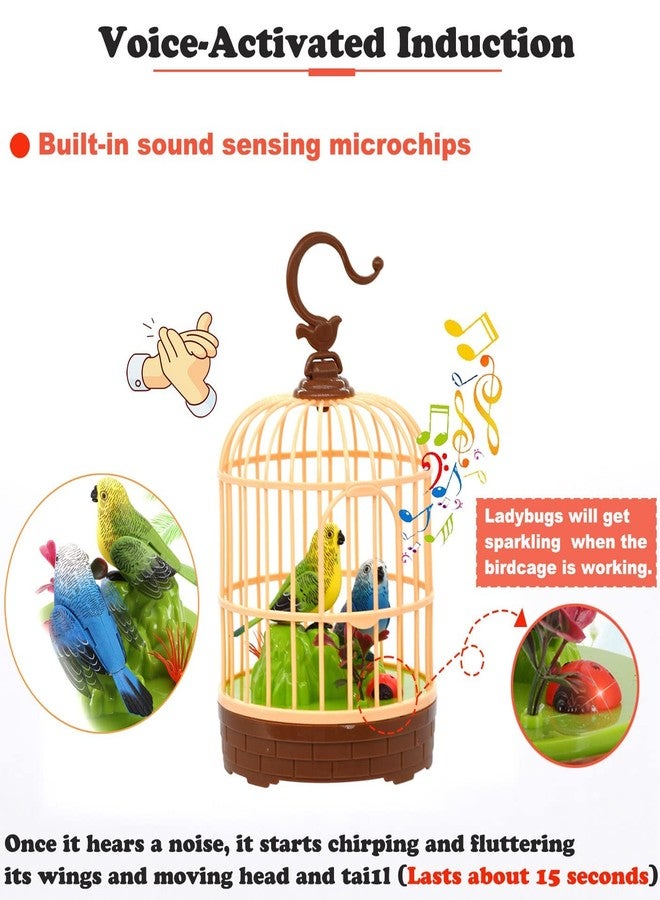 COLBEX Voice-Activated Induction Birds Birdcage Toy, Singing Chirping Fluttering Parrot Birds Toys Gifts for Baby Toddler Kids Children - Image 4