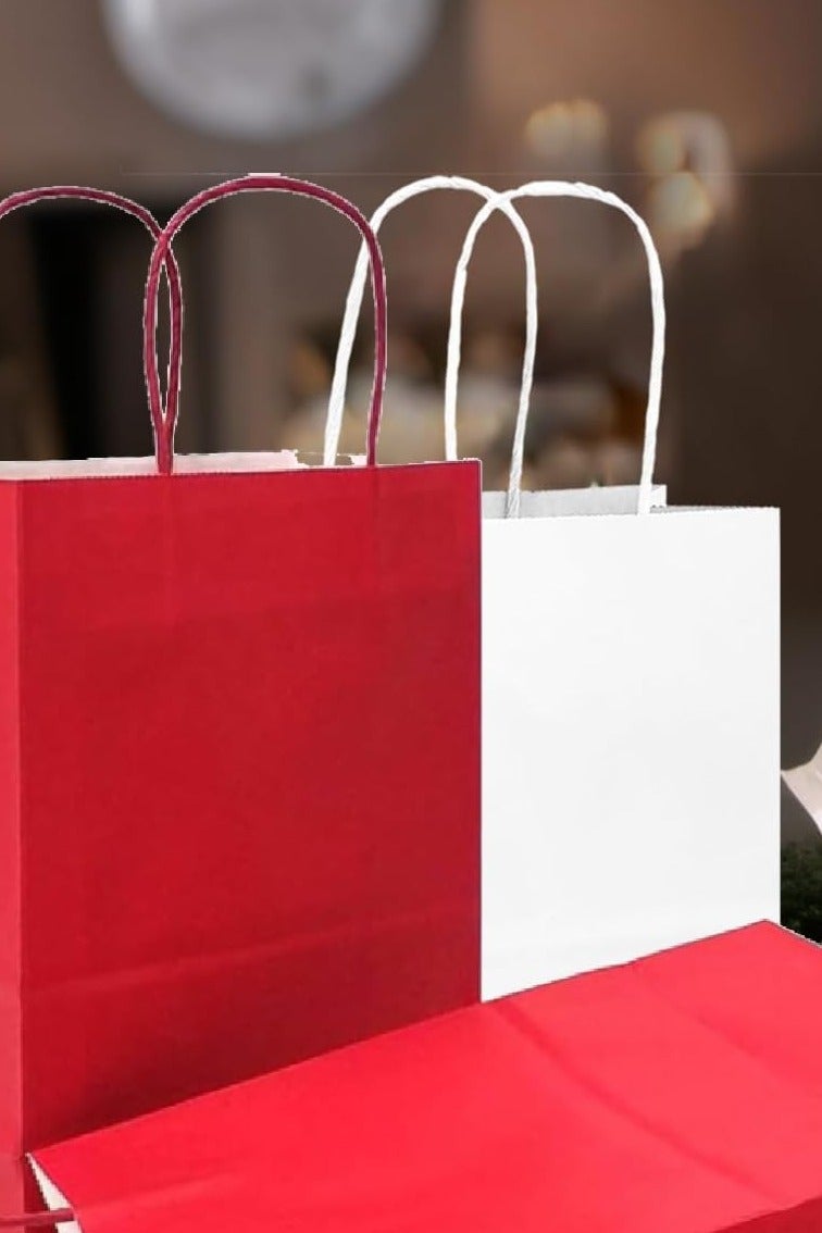 ذا بارتي بوبير 12 قطعة من أكياس الهدايا بمقبض، أكياس ورق كرافت 29 × 15 سم، أكياس هدايا للحلويات والحلوى والهدايا لأعياد ميلاد الأطفال، لوازم حفلات الزفاف، أكياس هدايا الحفلات - Image 3