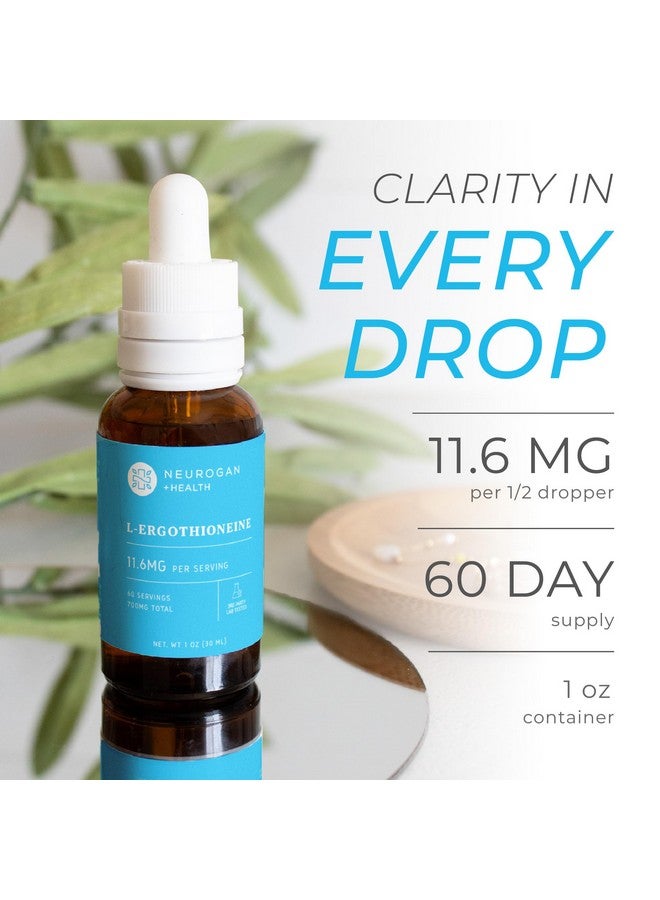 نيوروجان مكمل سائل Neurogan L-Ergothioneine - 700 مجم، 60 وجبة (1 أونصة) - دعم مضاد للأكسدة، شيخوخة صحية ووقود للدماغ* - صنع في الولايات المتحدة الأمريكية - Image 2