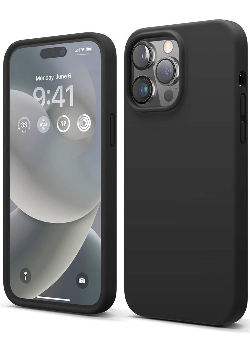 Raxoom [3-in-1] iPhone 15 Case with 9H Tempered Glass Screen Protector â€“ Premium Liquid Silicone Shockproof Cover, Slim Black Design - Image 2