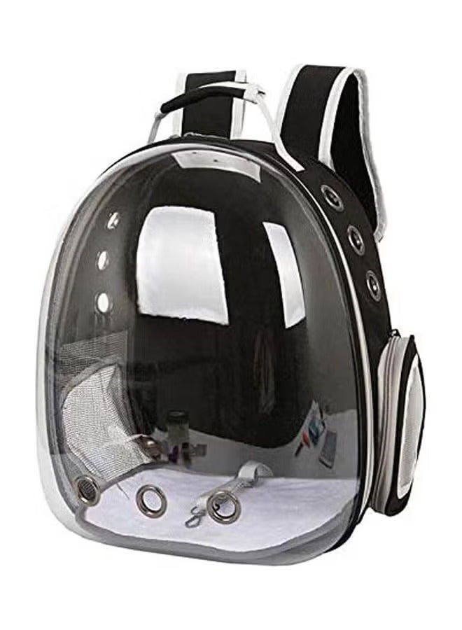 حقيبة ظهر/حقيبة فقاعية لحمل الكلاب والقطط الصغيرة والمتوسطة، حقيبة فضائية لحمل الحيوانات الأليفة للتنزه والسفر، معتمدة من شركات الطيران - سوداء - Image 1