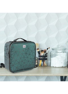 NFI essentials Pu Diamond Print Makeup Box Cosmetic Makeup Kit Professional Storage Organizer Travel Toiletry Vanity Make Up Bag Beauty Case For Travel  - Image 4