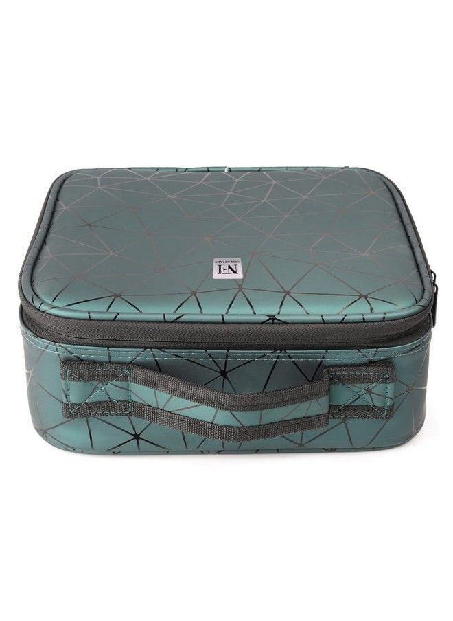 NFI essentials Pu Diamond Print Makeup Box Cosmetic Makeup Kit Professional Storage Organizer Travel Toiletry Vanity Make Up Bag Beauty Case For Travel  - Image 5