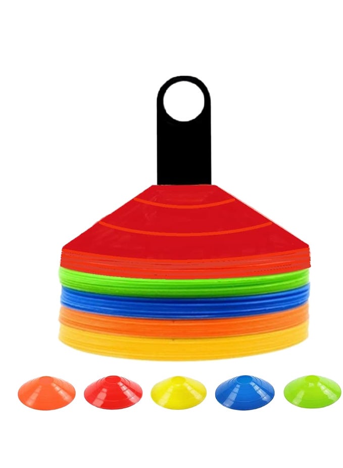 Volcan Fitness Training Half Cone Set – 50 Pcs | Multi-Color Marker Cones for Football, Agility, Speed & Fitness Training | XWA11-4 - Image 1