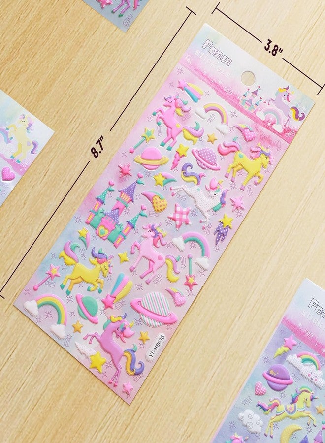 SAMVARDHAN Unicorn 3D Puffy Stickers Set for Kids and Girls, 4 Different Foam Sticker Sheets for Scrapbooking, Stationery Rewards and DIY Crafting, Adorable and Reusable, Birthday Gift, - Image 2