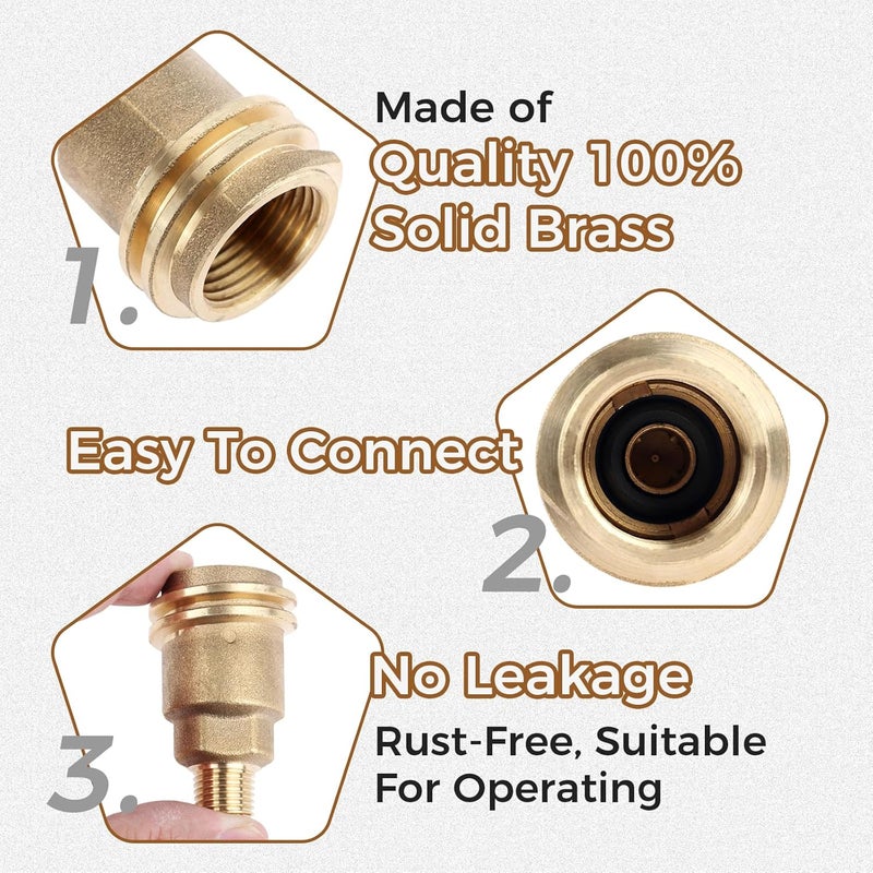 DRELD Male 5042 QCC1 Nut, Propane Gas Fitting Hose Adapter with 1/4" Male Pipe Thread Propane Quick Connect Fittings Hose Propane Adapter Solid Brass - Image 3