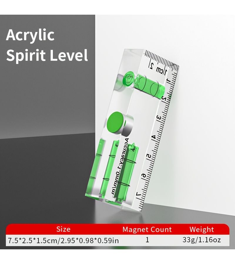 Compact 2.95 Inch Acrylic Level with Magnet for Home Use - Image 2