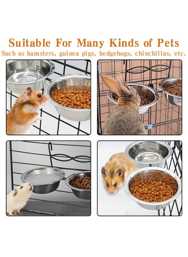 كاثسون أوعية طعام معلقة للطيور من كاثسون للقفص، قطعتان من الفولاذ المقاوم للصدأ وأطباق طعام وماء معدنية للحيوانات الأليفة مع حامل وخطاف تغذية للقفص وأكواب تغذية للطيور والببغاوات والكلاب والقطط صغيرة الحجم (قطر 4.3 بوصة) - Image 4