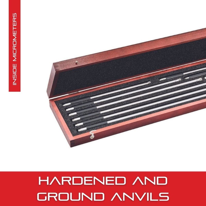 Starrett Tubular Inside Micrometer Set with Case QuickReading Figures Hardened Interchangeable and Ground Anvils  158 Range 001 Graduations  823AZ - Image 4