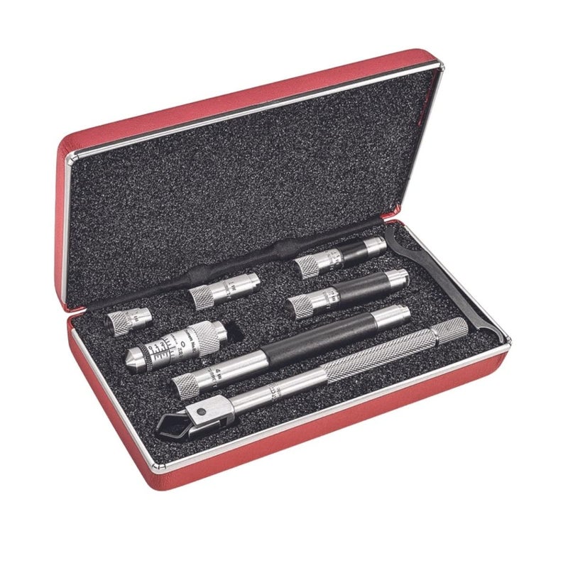 Starrett Tubular Inside Micrometer Set with Case QuickReading Figures Hardened Interchangeable and Ground Anvils  158 Range 001 Graduations  823AZ - Image 1