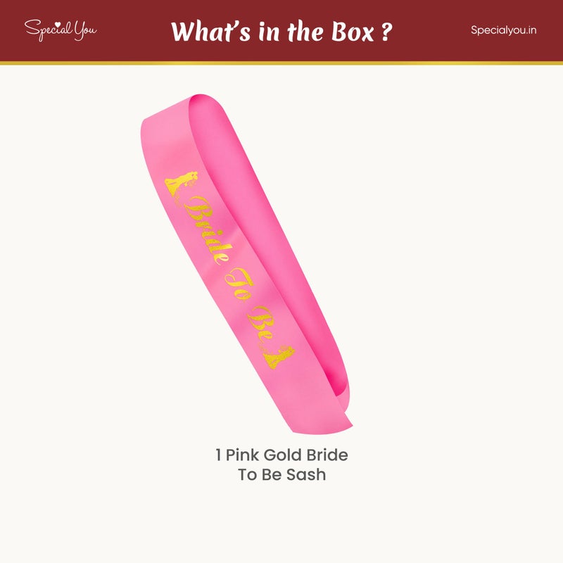 SpecialYou.in Special You Bride To Be Gold Pink Sash for Bride To Be Decoration Set | Bridal Shower Decorations Kit | Bride To Be Props | Bride To Be Sash | Bride to Be Accessories - 1 Item - Image 3