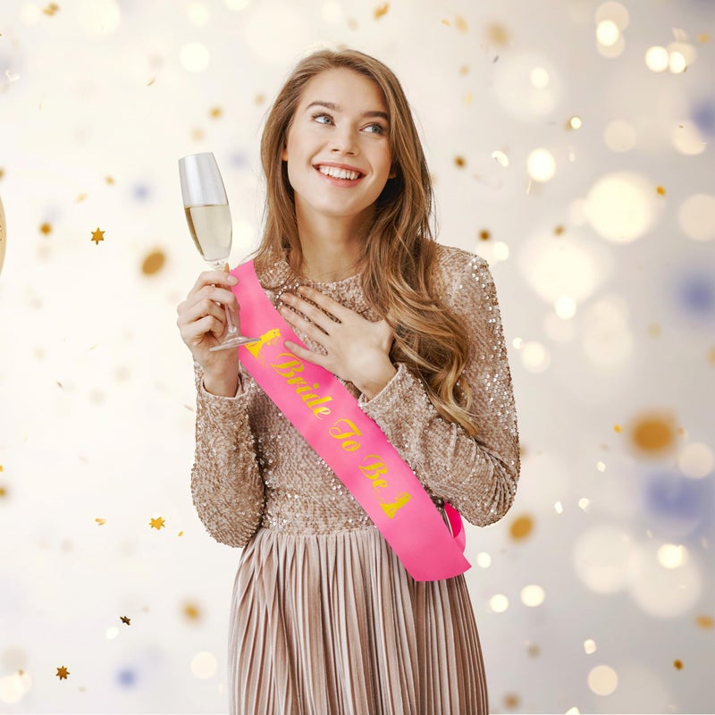 SpecialYou.in Special You Bride To Be Gold Pink Sash for Bride To Be Decoration Set | Bridal Shower Decorations Kit | Bride To Be Props | Bride To Be Sash | Bride to Be Accessories - 1 Item - Image 1