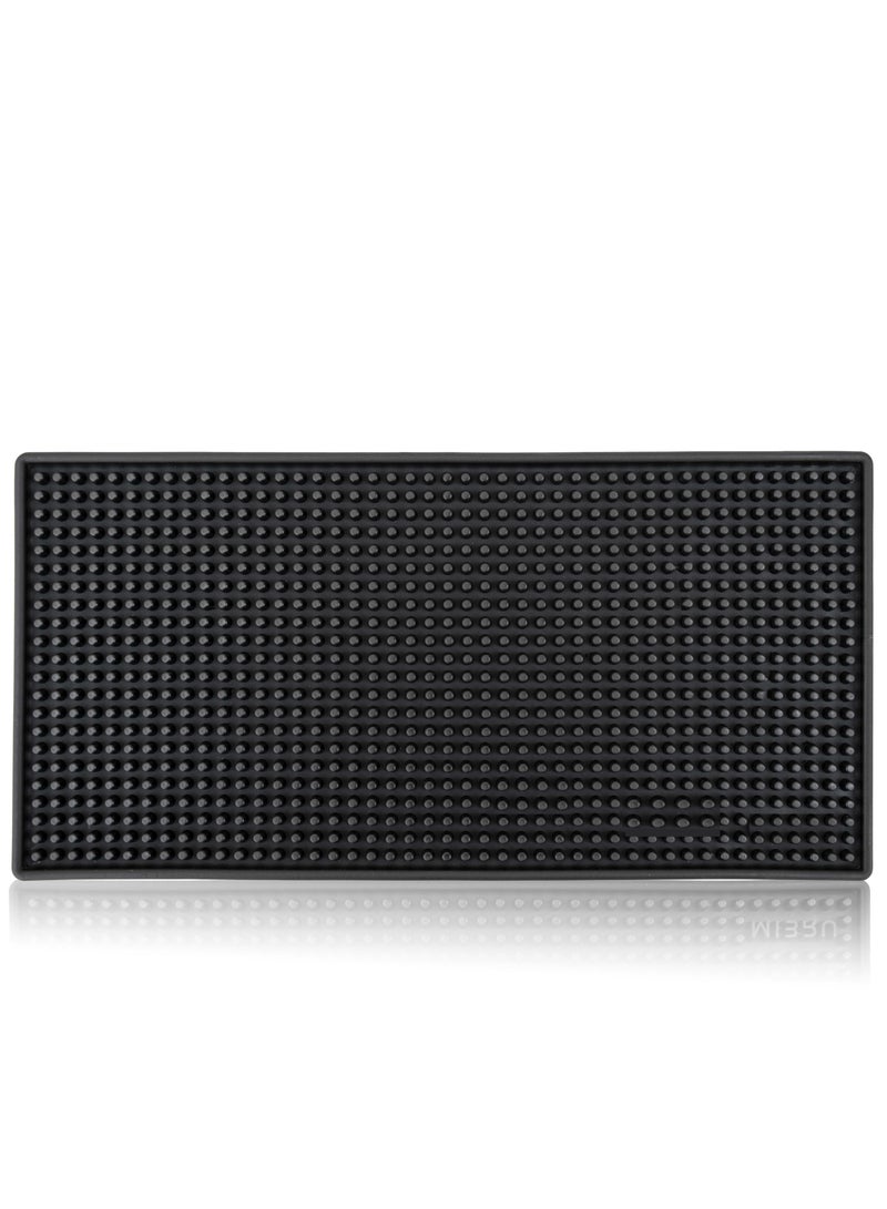 MIBRU Silicone Dish Drying Mat Spill Proof Rubber Barista Coffee Corner Service Black Rectangle 15x30cm for Home Kitchen Outdoor Use - Image 1