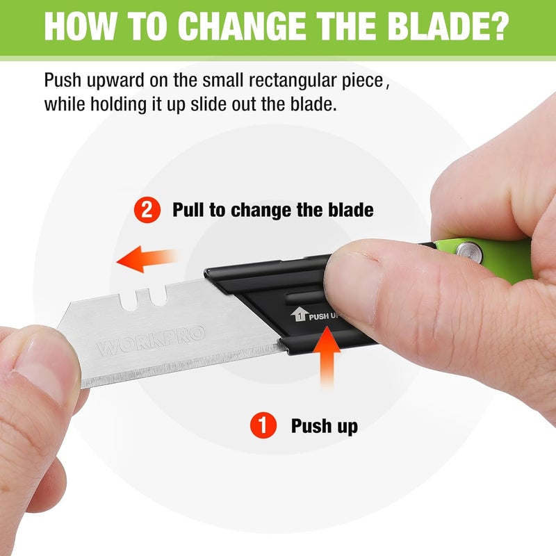 WORKPRO EDC Folding Utility Knife, Mini Box Cutter with Quick Open Axis Lock, Quick Change Blade Razor Knife, Foldable Small Pocket Knife with Belt Clip - Image 4