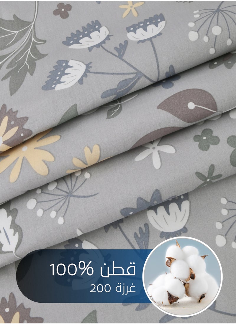 Master Home Textile - Cotton Floral Comforter Sets, Fits 120 x 200 cm Single Size Bed, 5 Pcs, 100% Cotton 200 Thread Count, With Removable Filling, Veronica Series - Image 1