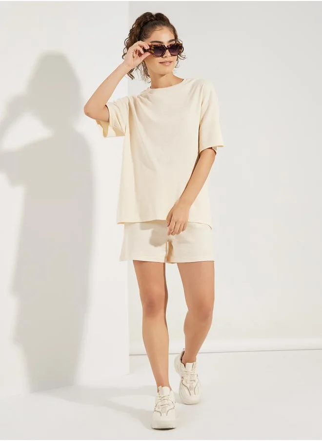 ستايلي Waffle Knit Relaxed Fit Shorts
