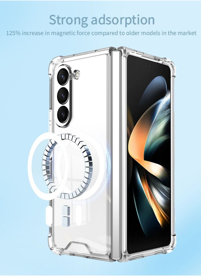 TEAM LUXURY - Samsung Galaxy Z Fold 5 Magnetic Clear Case Cover, Compatible with Magsafe Card Wallet and Wireless Charger Transparent Protective Shockproof and Drop-Proof Anti-Yellowing Protector - Image 1