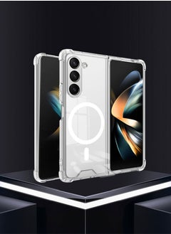Samsung Galaxy Z Fold 5 Magnetic Clear Case Cover, Compatible with Magsafe Card Wallet and Wireless Charger Transparent Protective Shockproof and Drop-Proof Anti-Yellowing Protector