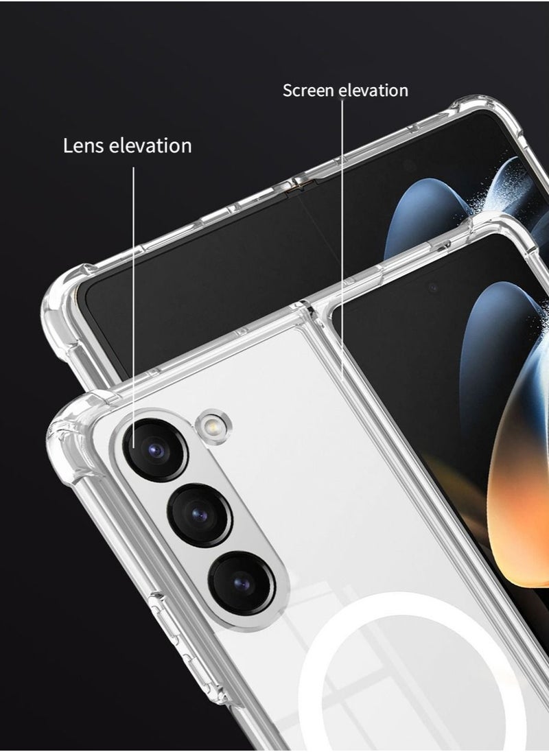 TEAM LUXURY - Samsung Galaxy Z Fold 5 Magnetic Clear Case Cover, Compatible with Magsafe Card Wallet and Wireless Charger Transparent Protective Shockproof and Drop-Proof Anti-Yellowing Protector - Image 1