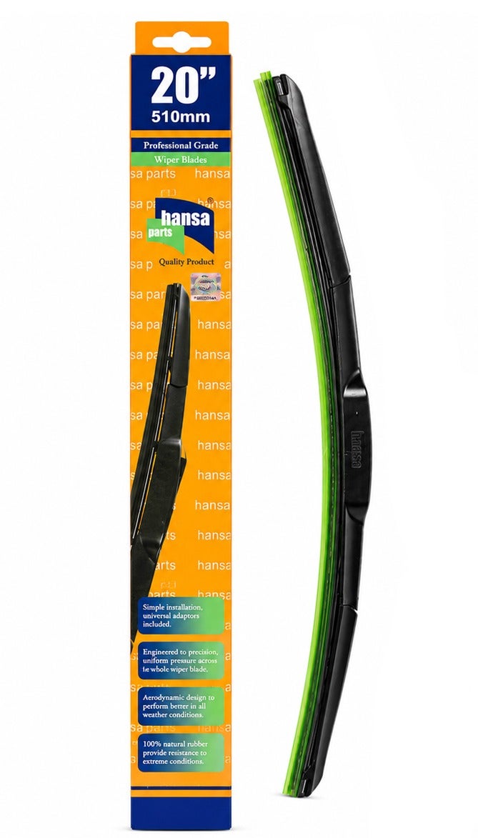 HANSA 20 Inch (510mm) Universal Windshield Wiper Blade for Cars, Silicone Compound Wiper Blade, All Weather Front Windshield Cleaner, Rain Snow Dust Removal, Quiet Streak-Free Performance, Universal Fit Replacement Wiper Blade for Clear Driving Visibility  WP 10228. - Image 1