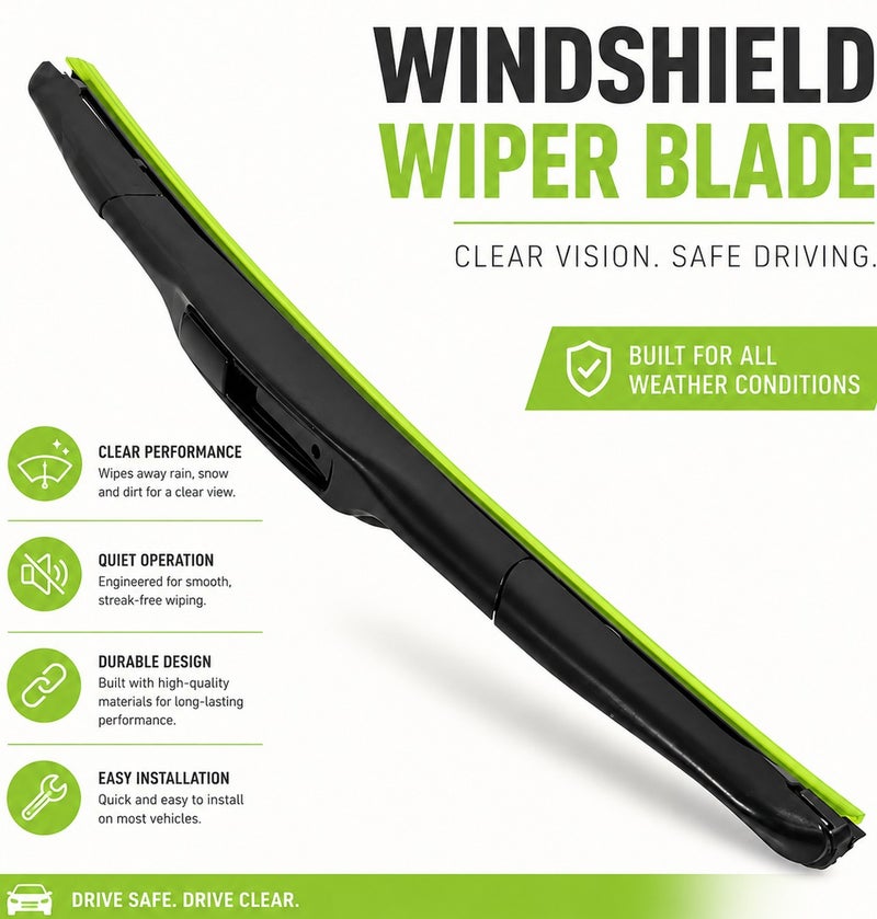 HANSA 20 Inch (510mm) Universal Windshield Wiper Blade for Cars, Silicone Compound Wiper Blade, All Weather Front Windshield Cleaner, Rain Snow Dust Removal, Quiet Streak-Free Performance, Universal Fit Replacement Wiper Blade for Clear Driving Visibility  WP 10228. - Image 2