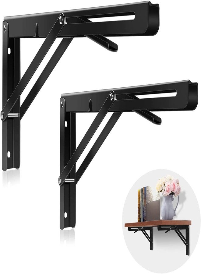 Birzar 2 pcs Folding Shelf Brackets, Heavy Duty Stainless Steel Collapsible Bracket Wall Mounted DIY Foldable Brackets for Table Desk Workbench for Shelves. (Folding Shelf Bracket 20 cm) - Image 1