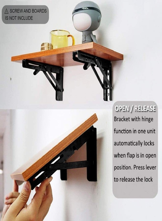 Birzar 2 pcs Folding Shelf Brackets, Heavy Duty Stainless Steel Collapsible Bracket Wall Mounted DIY Foldable Brackets for Table Desk Workbench for Shelves. (Folding Shelf Bracket 20 cm) - Image 5