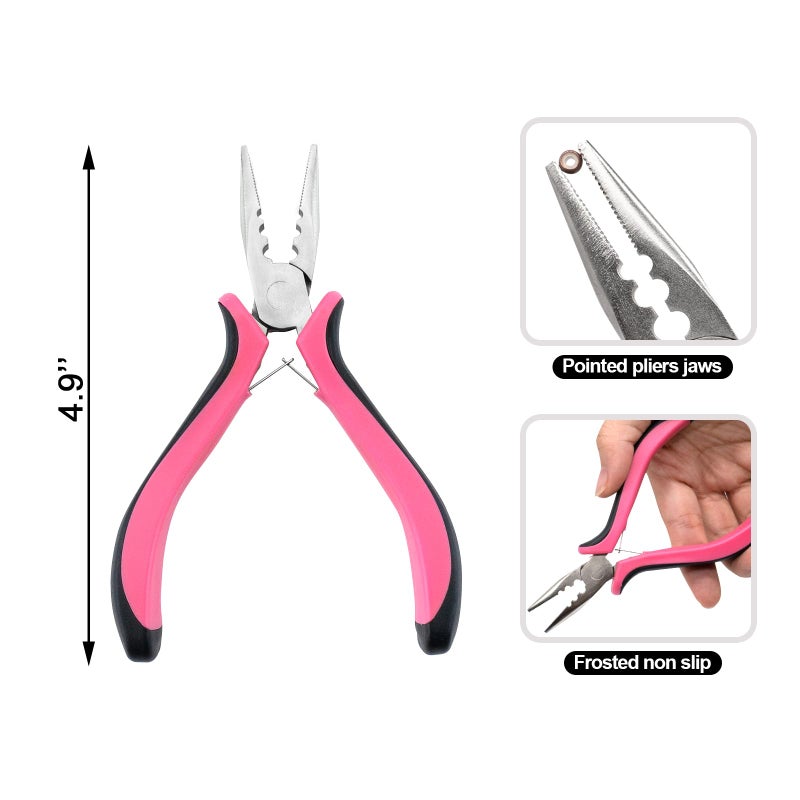 Quacc Hair Extension Pliers 3-Hole Mini Hair Extension Tool for Micro and Nano Ring Hair Extensions (Pink) - Image 4