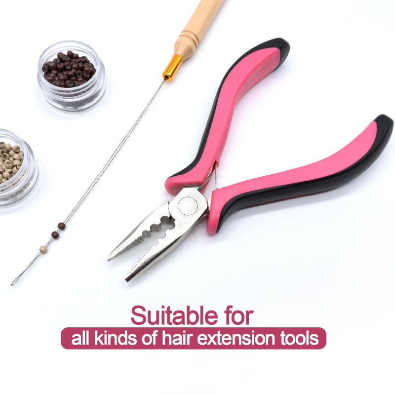 Quacc Hair Extension Pliers 3-Hole Mini Hair Extension Tool for Micro and Nano Ring Hair Extensions (Pink) - Image 3