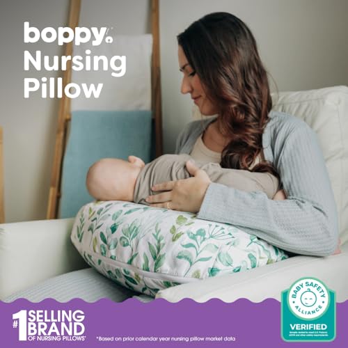Boppy Nursing Pillow Firm Ergonomic UShaped Bottle and Breastfeeding Pillow with High Lift for Comfort and Support Spacious Surface Green Sage Leaf - Image 3