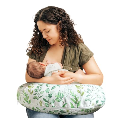 Boppy Nursing Pillow Firm Ergonomic UShaped Bottle and Breastfeeding Pillow with High Lift for Comfort and Support Spacious Surface Green Sage Leaf - Image 1
