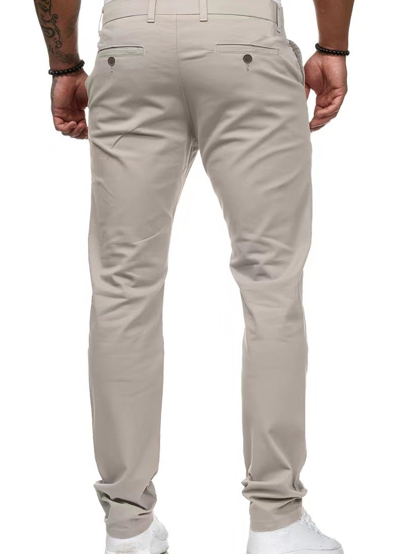 Loquat Men European And American Style Slim Casual Solid Color Pants - Image 3