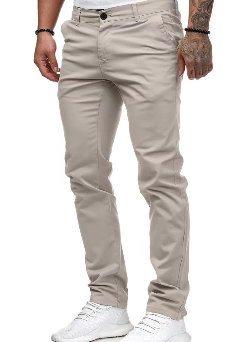 Loquat Men European And American Style Slim Casual Solid Color Pants - Image 2