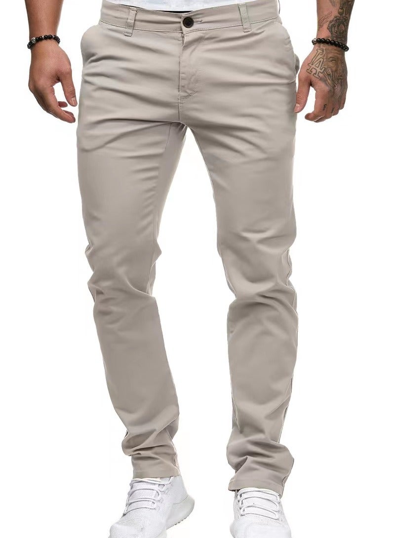 Loquat Men European And American Style Slim Casual Solid Color Pants - Image 1