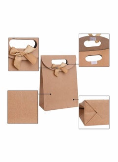Y&D 20 Pieces Kraft Paper Packaging Bags Bags Candy Party Favor Gift with Handles For Banquet Gifts Candies Biscuits  - Image 4