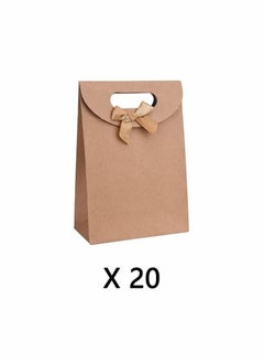 Y&D 20 Pieces Kraft Paper Packaging Bags Bags Candy Party Favor Gift with Handles For Banquet Gifts Candies Biscuits  - Image 2