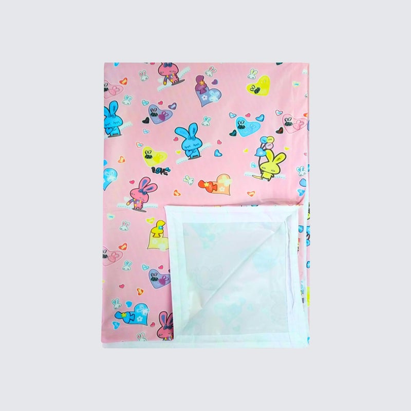 Hooper Plastic Baby Bed-Sheet | Wetting Protector Sheet | Mattress Sheet for Baby | Toddler Bed-Sheet | Thin, Printed Tiny Animal Pattern, Washable, Protects from Wetness (Pink XL) - Image 1