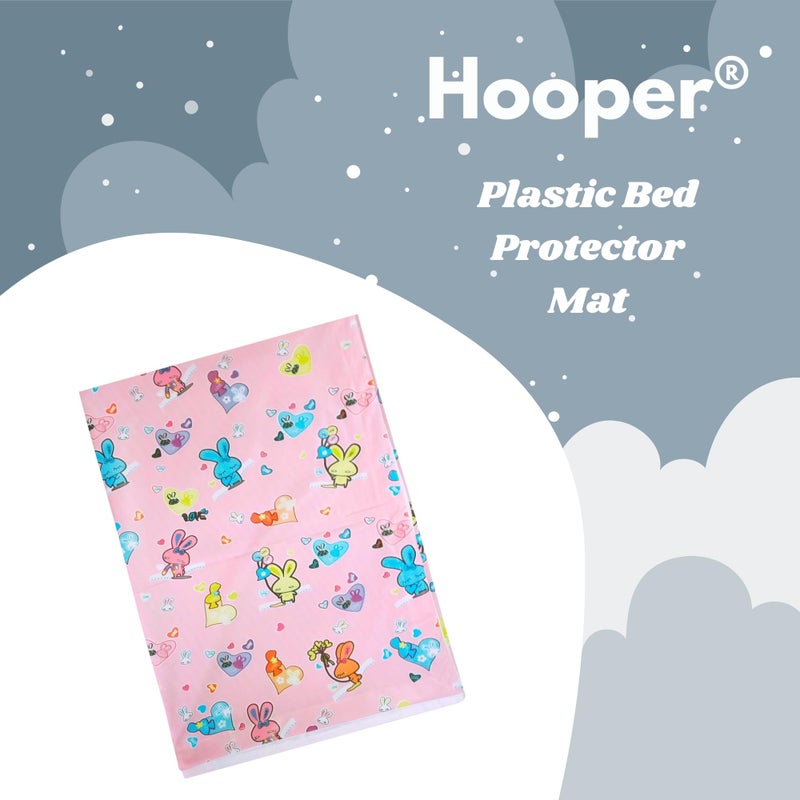 Hooper Plastic Baby Bed-Sheet | Wetting Protector Sheet | Mattress Sheet for Baby | Toddler Bed-Sheet | Thin, Printed Tiny Animal Pattern, Washable, Protects from Wetness (Pink XL) - Image 3