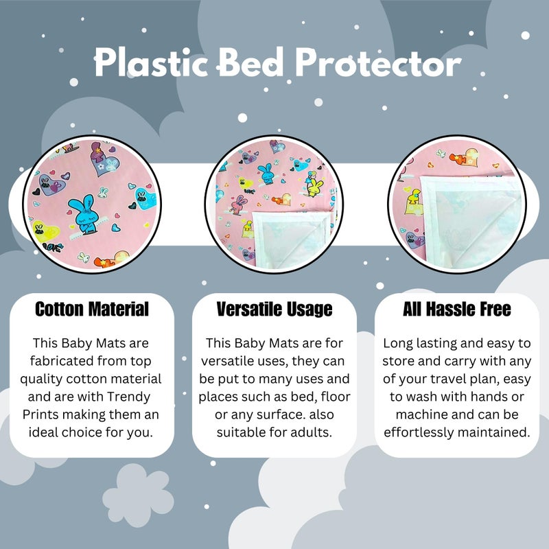 Hooper Plastic Baby Bed-Sheet | Wetting Protector Sheet | Mattress Sheet for Baby | Toddler Bed-Sheet | Thin, Printed Tiny Animal Pattern, Washable, Protects from Wetness (Pink XL) - Image 4