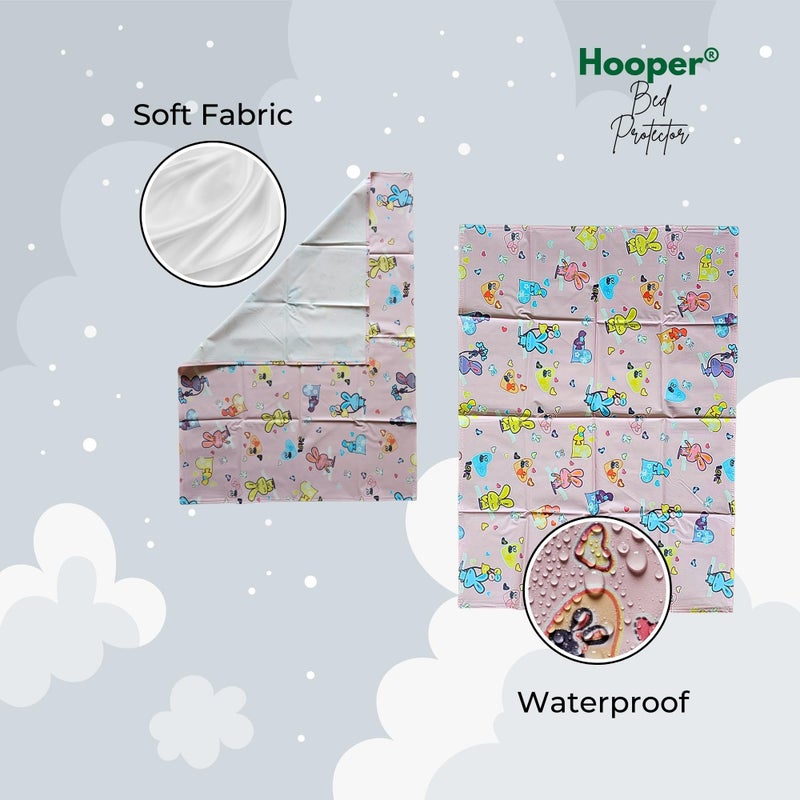 Hooper Plastic Baby Bed-Sheet | Wetting Protector Sheet | Mattress Sheet for Baby | Toddler Bed-Sheet | Thin, Printed Tiny Animal Pattern, Washable, Protects from Wetness (Pink XL) - Image 5