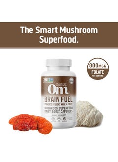 Om Mushroom Superfood Brain Fuel Mushroom Powder Capsules Superfood Supplement, 90 Count, 30 Days, Lion's Mane, Reishi Blend Plus Folate, Mental Clarity, Mushroom Supplement  - Image 2