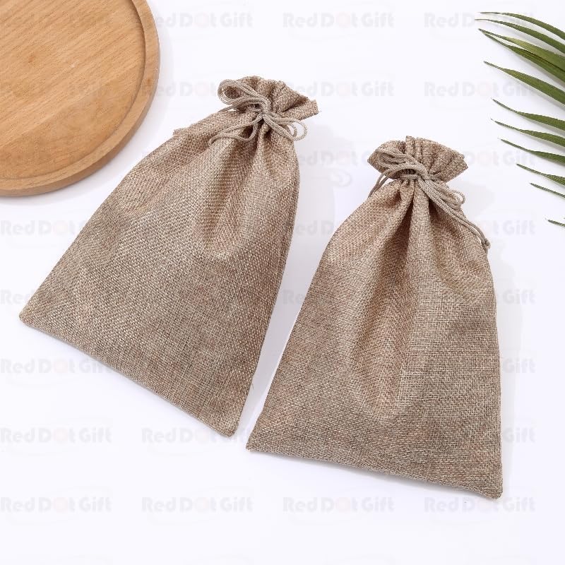 Red Dot Gift REDDOTGIFT® Pack of 25 Burlap Pouches - Drawstring Gift Bags for Party and Jewelry (9 x 12 cm) - Image 5
