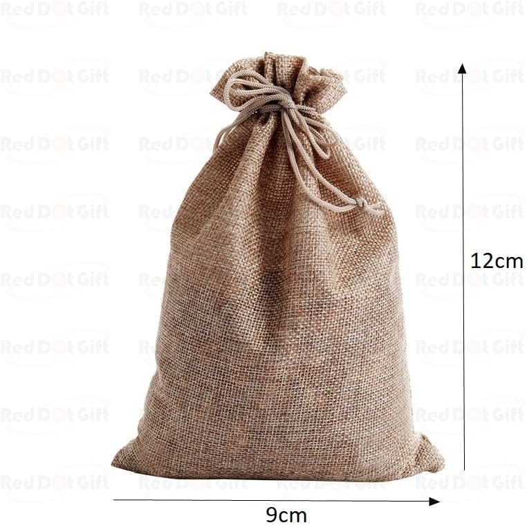 Red Dot Gift REDDOTGIFT® Pack of 25 Burlap Pouches - Drawstring Gift Bags for Party and Jewelry (9 x 12 cm) - Image 2