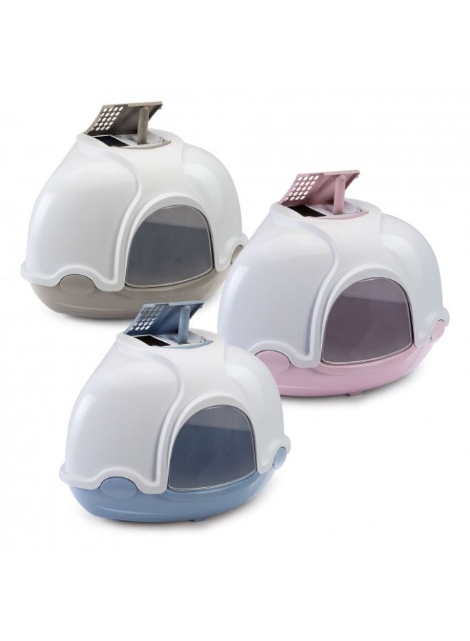 IMAC Ginger - Hooded Corner Shaped Litter Tray[Color - Mixed Colours, Dimension - 52x52x44.5 cm]