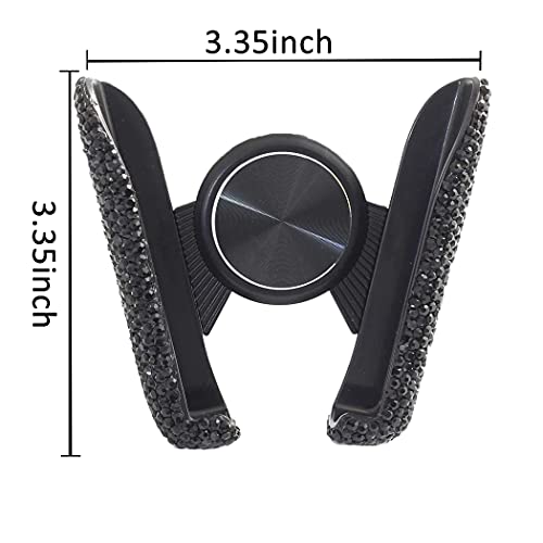 SUNCARACCL Bling Car Phone Holder Mini Dash Air Vent Automatic Mount Universal 360°Adjustable Crystal Auto Stand Accessories for Women and Girls (Black) - Image 2